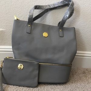 Joy Mangano Leather Tote & Wristlet set